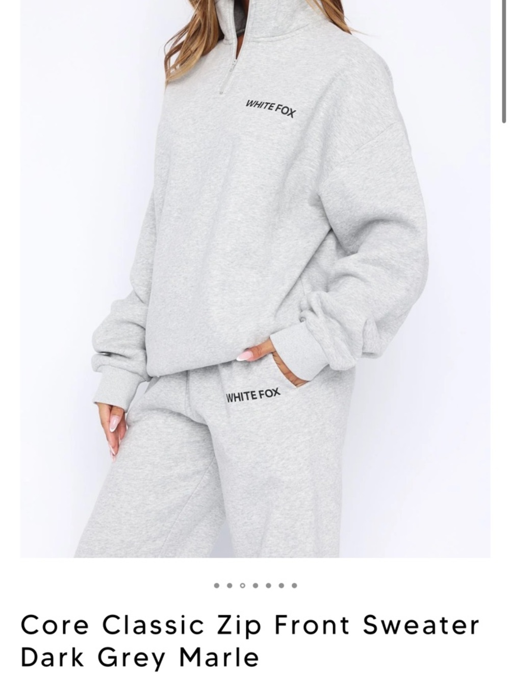 Wildfox Light Grey Marle Half-Zip Sweatshirt - Picture 7 of 13